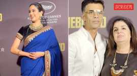 Janhvi Kapoor, Karan Johar and Farah Khan at Homebound premiere