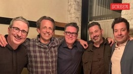 Jimmy Kimmel with other talk show hosts.