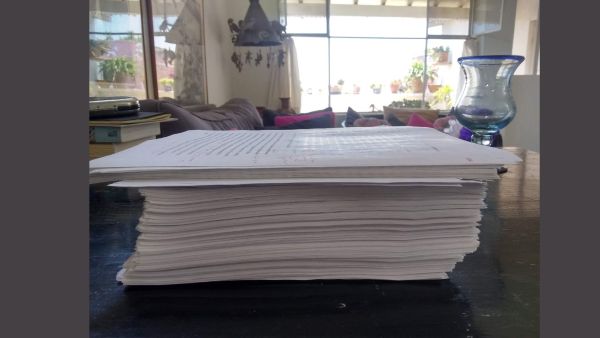 The unbound manuscript of Kiran Desai's The Loneliness of Sonia and Sunny. 