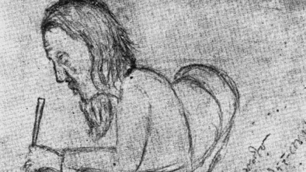 The only portrait of Lalon made during his lifetime, sketched on a boat at River Padma. (Wikimedia Commons)