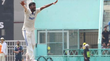 Left-arm spinner Manav Suthar took a five-wicket haul that restricted Australia A to 350/9 on Day 1 of the second unofficial Test against India. (PHOTO: UPCA)