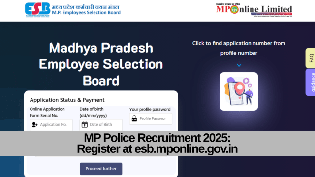 MP Police Recruitment 2025: Registrations at esb.mp.gov.in