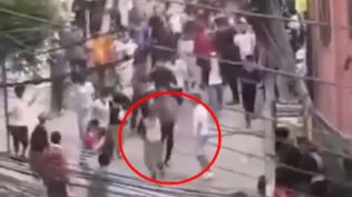 Nepal Finance Minister Bishnu Paudel being chased through streets and attacked