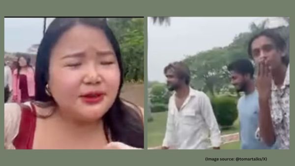 Startled when the woman replies in Hindi, one of them remarks, “Hindi aati hai (She knows Hindi).” (Image source: @tomartalks/X)