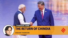 Prime Minister Narendra Modi with Chinese President Xi Jinping during the Shanghai Cooperation Organisation Summit in Tianjin, China, on Sunday. (PTI)