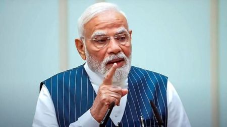 In this screengrab from a video posted on Sept. 4, 2025, Prime Minister Narendra Modi addresses the gathering during a meeting with National Awardee Teachers at his official residence, in New Delhi. (@NarendraModi via PTI Photo)