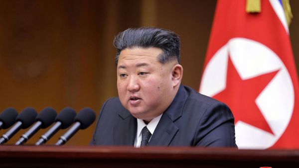 This photo provided by the North Korean government, shows North Korean leader Kim Jong Un speaks during a parliament session at the Supreme People’s Assembly, which was held on Sept. 20-21, 2025 in Pyongyang, North Korea. Independent journalists were not given access to cover the event depicted in this image distributed by the North Korean government. (Korean Central News Agency/Korea News Service via AP)