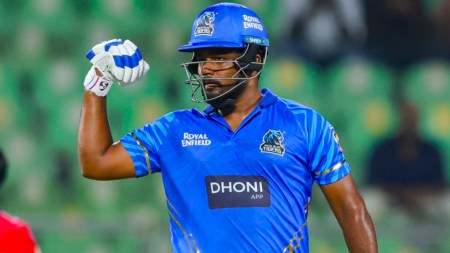 Sanju Samson bats for the Kochi Blue Tigers in the Kerala Cricket League. (PHOTO: KCL)