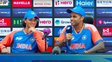 Suryakumar Yadav and Abhishek Sharma address the press conference after India's Asia Cup win over Pakistan. (PHOTO: Screengrab via YouTube)