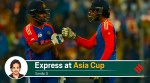 India's Sanju Samson, left, and India's Tilak Varma greet each other during a Asia Cup cricket match. (AP Photo)