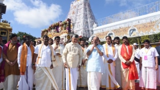 CP Radhakrishnan and N. Chandrababu Naidu at Tirumala Tirupati Devasthanam.