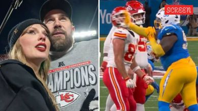 Teair Tart slaps Travis Kelce during Chiefs vs Chargers in Brazil