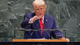 President Donald Trump addresses the 80th session of the United Nations General Assembly, Tuesday, Sept. 23, 2025. (AP Photo/Richard Drew)