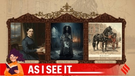 AI generated images of Vivtorian women writers George Eliot, along with Black Beauty and Bertha Mason from Charlotte Bronte's Jane Eyre