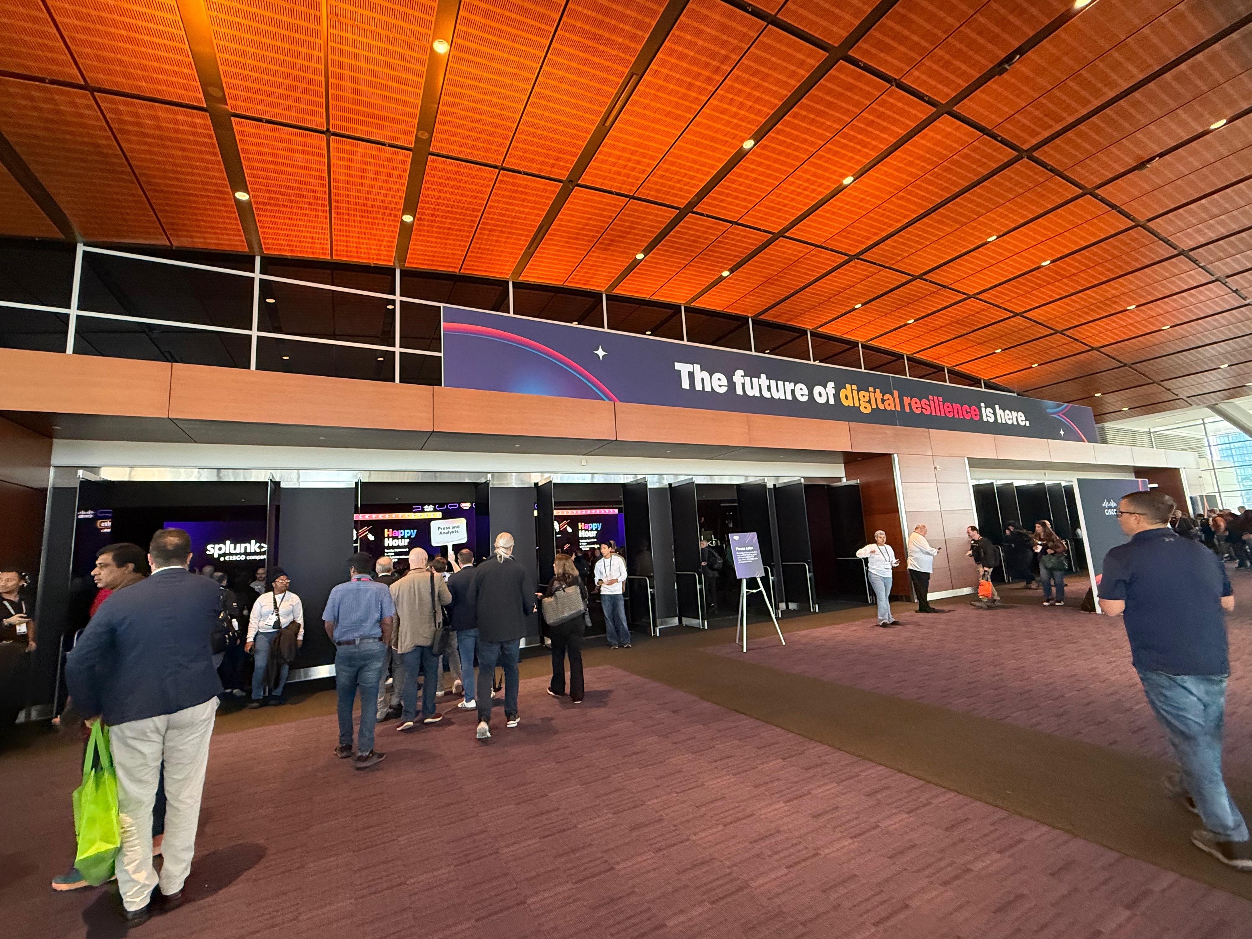 Attendees gather at the Splunk conference in Boston, where the company unveiled new AI-powered observability tools to help enterprises monitor and manage AI agents. (Image: Anuj Bhatia/The Indian Express)