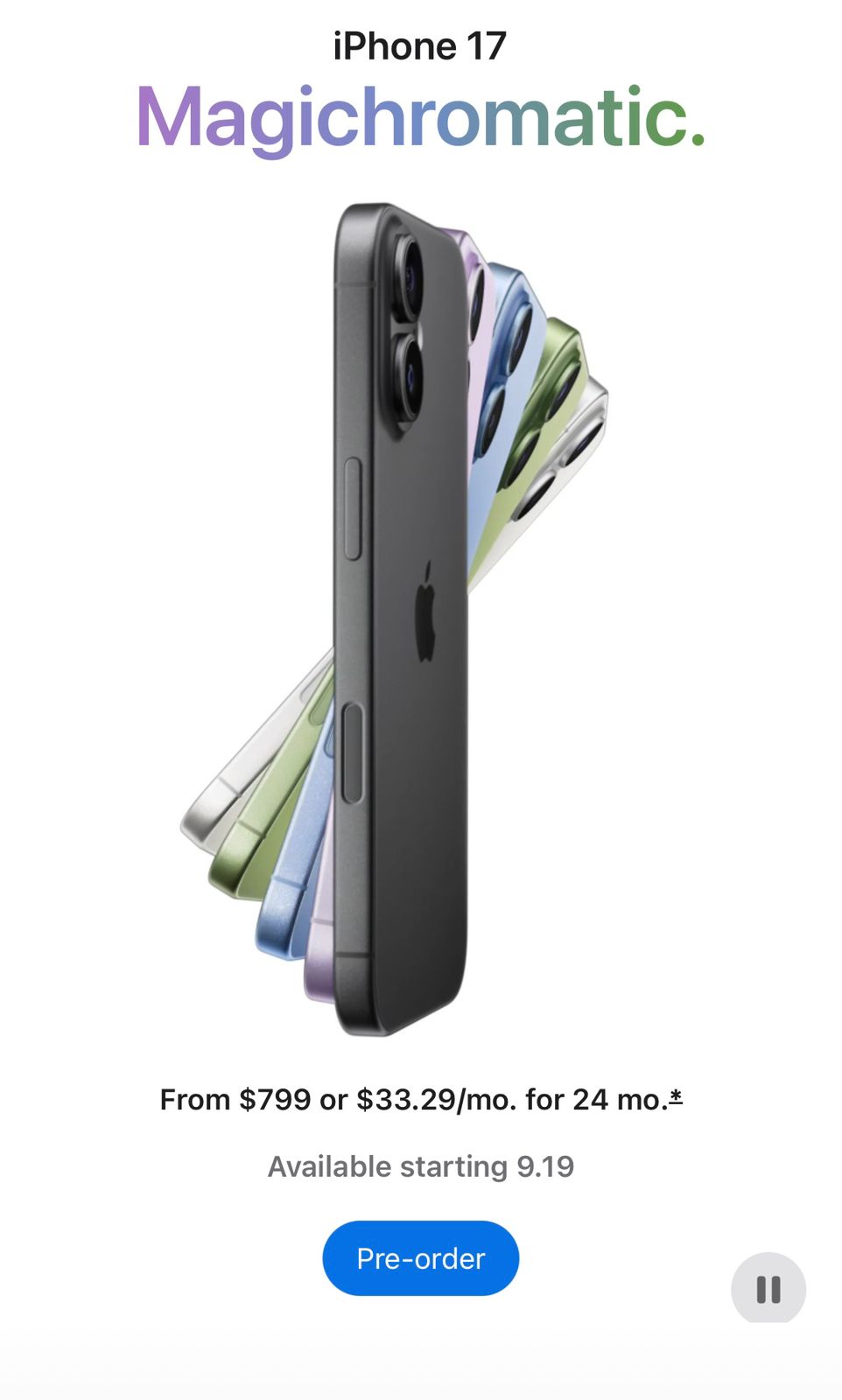 Meta’s new smart glasses with a display cost the same as the base-line iPhone 17. (Screenshot/Apple US store)