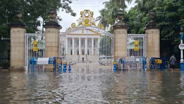 Heavy waterlogging outside Raj Bhavan in Kolkata (Express photo)