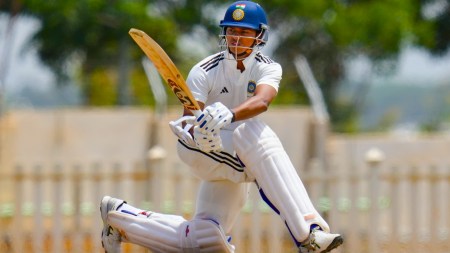 West Zone's Yashasvi Jaiswal plays a shot on the final day of the Duleep Trophy 2025 first semifinal cricket match between Central Zone and West Zone, at BCCI Centre of Excellence ground, in Bengaluru. (PTI Photo/Shailendra Bhojak)