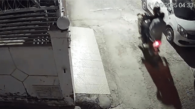 CCTV footage of the incident on September 11 shows that two men came on their motorbike at around 4.33 am outside Patani’s Civil Lines residence and left after firing one single round.