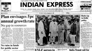 This is the front page of The Indian Express published on September 19, 1985.