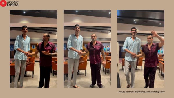 The Great Khali with 8-foot-2 teen Karan Singh from Meerut