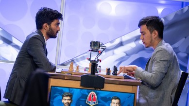 Gukesh and Abdusattorov are currently competing in the FIDE Grand Swiss in Samarkand in Uzbekistan. (Lennart Ootes