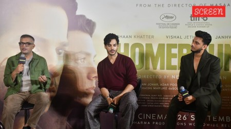 Neeraj Ghaywan, Ishaan Khatter and Vishal Jethwa at an event in Mumbai