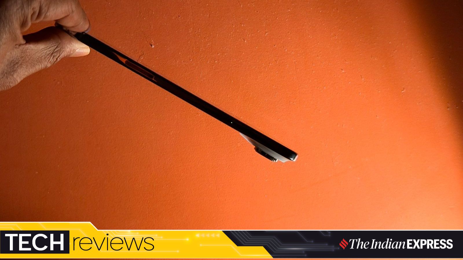 The iPhone Air’s jaw-dropping slimness is on full display, thinner than most, yet built to withstand real-world pressure. (Image: Nandagopal Rajan/The Indian Express)
