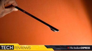 The iPhone Air’s jaw-dropping slimness is on full display, thinner than most, yet built to withstand real-world pressure. (Image: Nandagopal Rajan/The Indian Express)