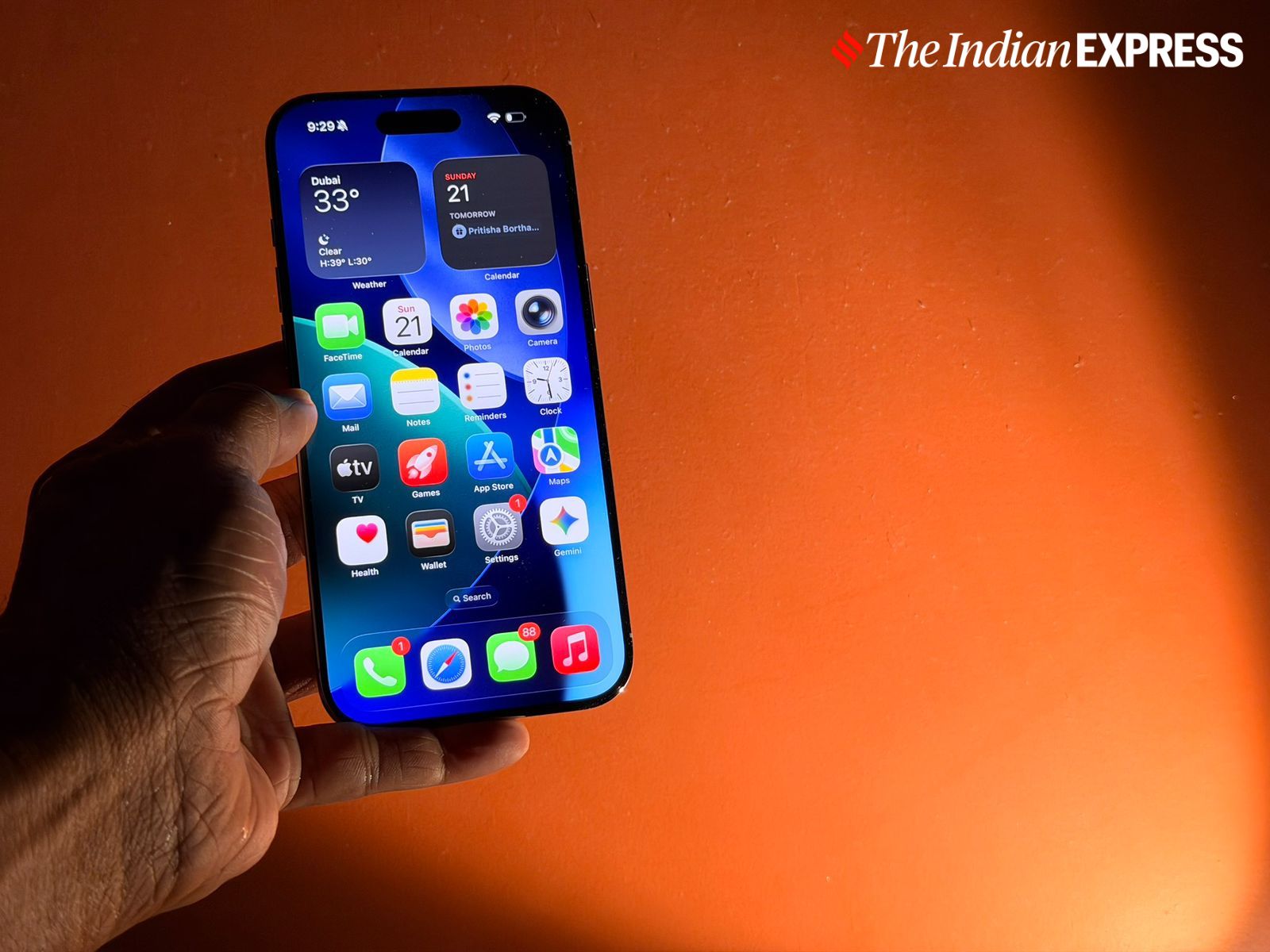 The iPhone Air’s Super Retina XDR display shines bright, offering the same vibrant clarity as Pro models, now in a sleeker form factor. (Image: Nandagopal Rajan/The Indian Express)