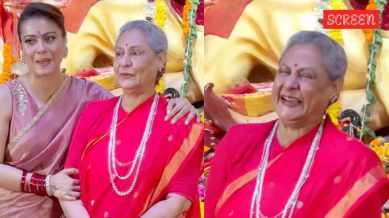 Jaya Bachchan and Kajol at Durga Puja pandal