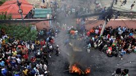 Prisoners burn furniture and other items outside the Dilli Bazaar jail as they try to break out, following protests against the killing of 19 people after anti-corruption protests triggered by a social media ban, which was later lifted, in Kathmandu on Wednesday. (Reuters/ANI Photo)