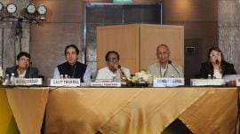 Industry leaders during the meeting at the Delhi hotel last week. (Express Photo)