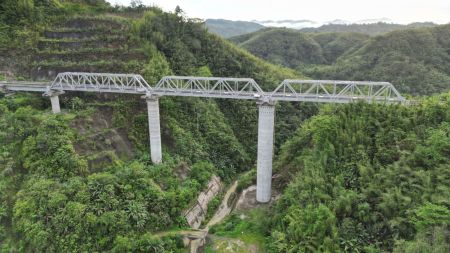 The Hortoki–Sairang section lies in a hilly terrain and includes 32 tunnels and 35 major bridges.