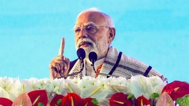 **EDS: THIRD PARTY IMAGE** In this image received on Sept. 13, 2025, Prime Minister Narendra Modi speaks during the inauguration of various development projects, in Imphal, Manipur. (PMO via PTI Photo)(PTI09_13_2025_000282B)