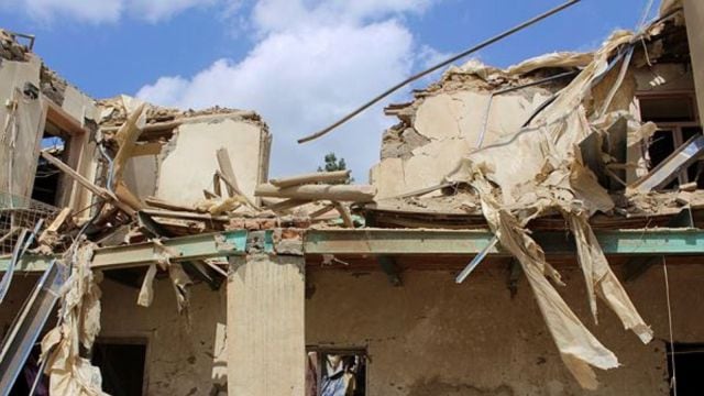 A building destroyed in what Taliban authorities said was a Pakistani deadly drone attack is seen in Spera district of Khost province, Afghanistan