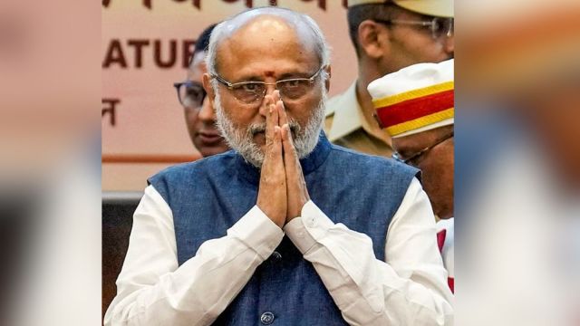  In this June 24, 2025 file photo, Maharashtra Governor CP Radhakrishnan greets a gathering, in Mumbai. NDA candidate C P Radhakrishnan won the vice presidential election on Tuesday by bagging 452 votes, while opposition candidate B Sudershan Reddy polled 300 votes, Returning Officer P C Mody said. (PTI Photo/Kunal Patil) (PTI09_09_2025_000472B)