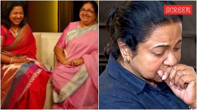 Radhika's younger sister, actor Nirosha, was also seen weeping profusely while speaking with veteran actor Nasser who came to pay his last respects to Geetha Radha.
