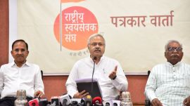 For the first time, the RSS will organise three simultaneous grand processions (pathasanchalan) on September 27, Saturday, as part of the centenary celebrations. (Express Photo by Dhananjay Khedkar)