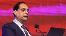 Mumbai: SEBI Chairman Tuhin Kanta Pandey during the ‘Infrastructure Conclave 2025’, in Mumbai, Maharashtra, Thursday, Sept. 18, 2025. (PTI Photo/Shashank Parade)(PTI09_18_2025_000129B)