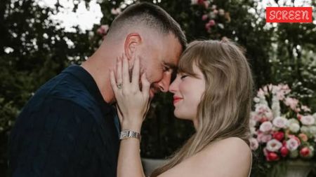 Travis Kelce and Taylor Swift sparked dating rumours in September 2023 when they appeared at the same stadium to see Kelce's Chiefs thump the Chicago Bears.