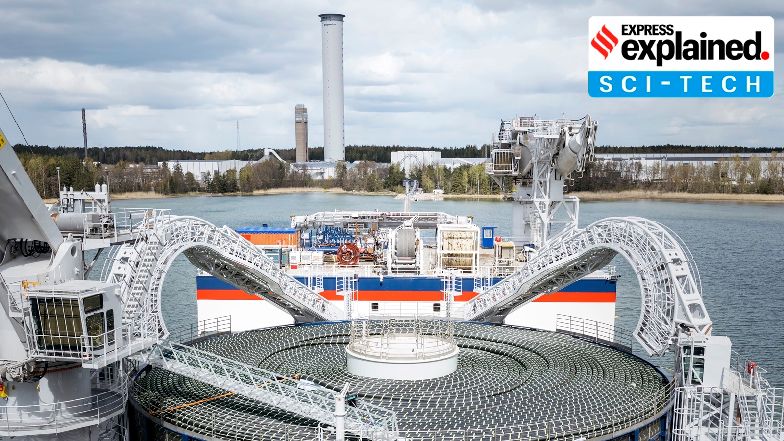 Red Sea cable cut: Undersea cables on the vessel Monna Lisa at the Prysmian plant in Pikkala, Finland, May 14, 2025.