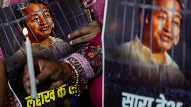 The DGP said that around 5,000-6,000 people had gathered at the site of Wangchuk's hunger strike when some of them broke away and resorted to violence.