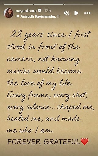 Nayanthara Thank You Note