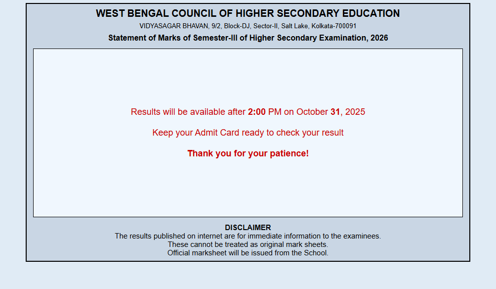 West Bengal HS 3rd Semester Results Highest Since 2011