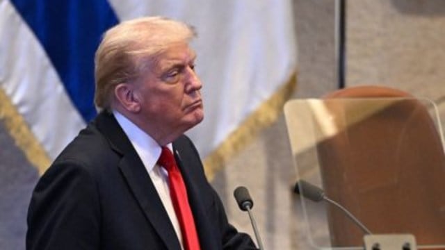 Watch: Trump’s address to Israel's Knesset interrupted by MPs