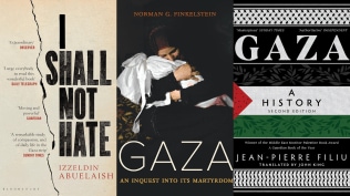 Book covers of I Shall Not Hate, Gaza: An Inquest into its Martyrdom, and Gaza: A History