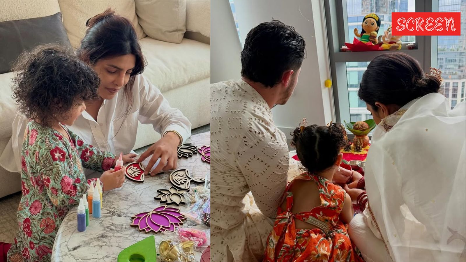 Inside Priyanka Chopra’s Diwali celebrations: Actor does Lakshmi Puja with Nick Jonas, makes rangoli with daughter Malti Marie. Watch