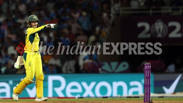 Australia skipper Alyssa Healy in action during Women's World Cup 2025 semifinal against India. (Express Photo by Amit Chakravarty)