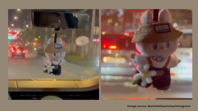 In a new video, shared by Big B, the actor was seen flaunting a Labubu hanging from his car’s mirror (Image source: @amitabhbachchan/Instagram)